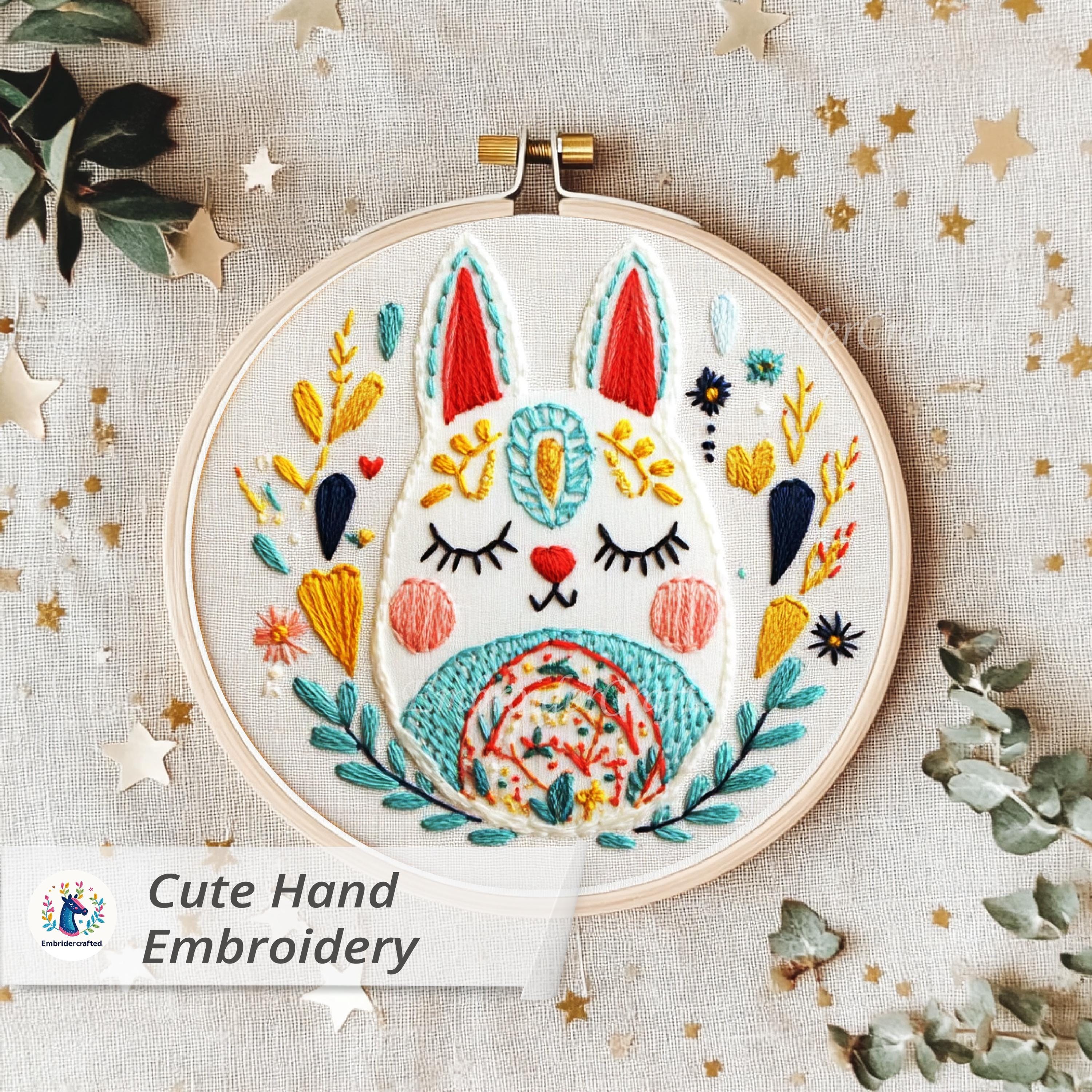 Easter Bunny Hand Embroidery Pattern – Bright Spring Design (PDF ...