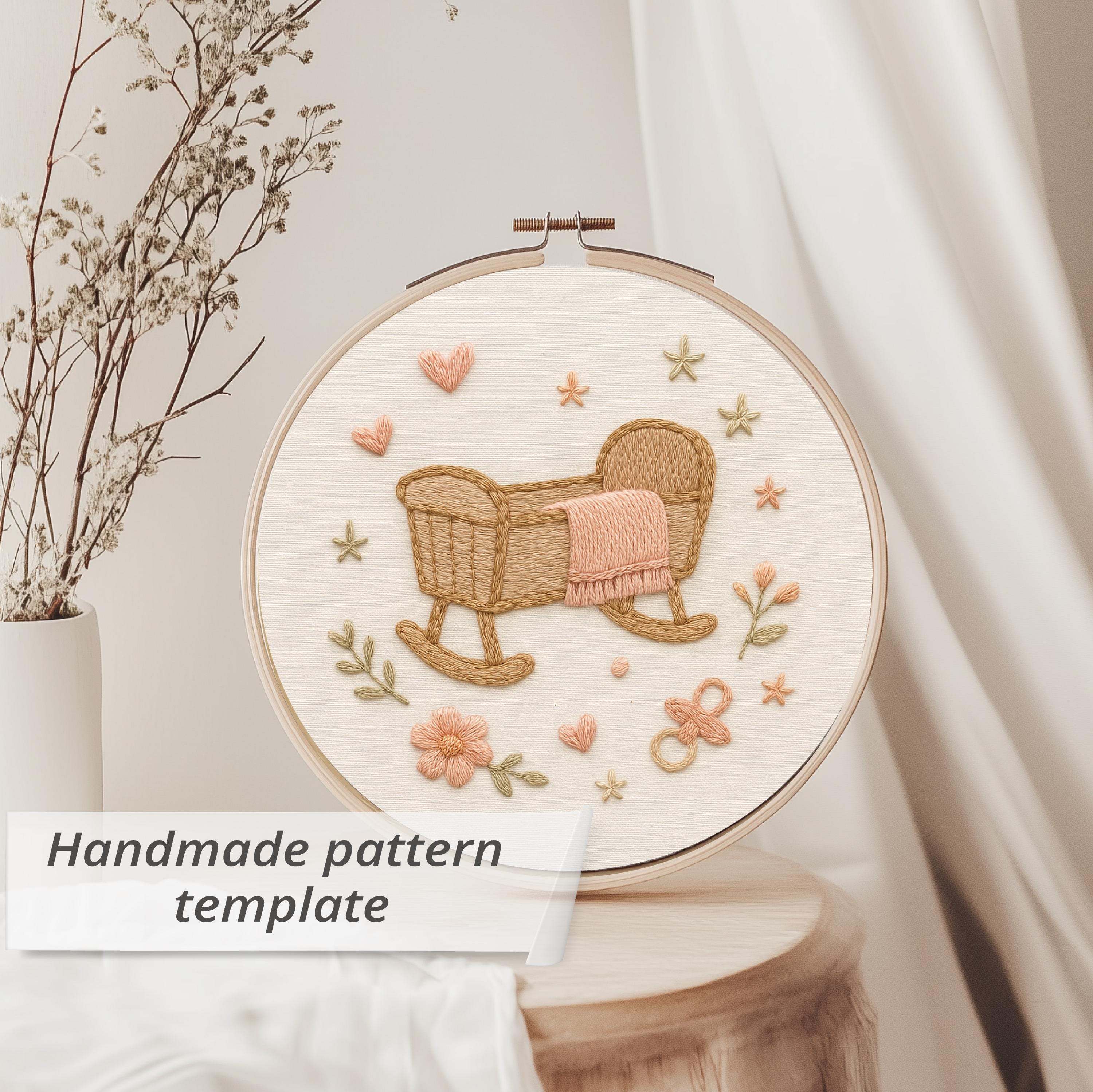 Baby Cradle Hand Embroidery Pattern Design: File for Nursery Decor DIY ...