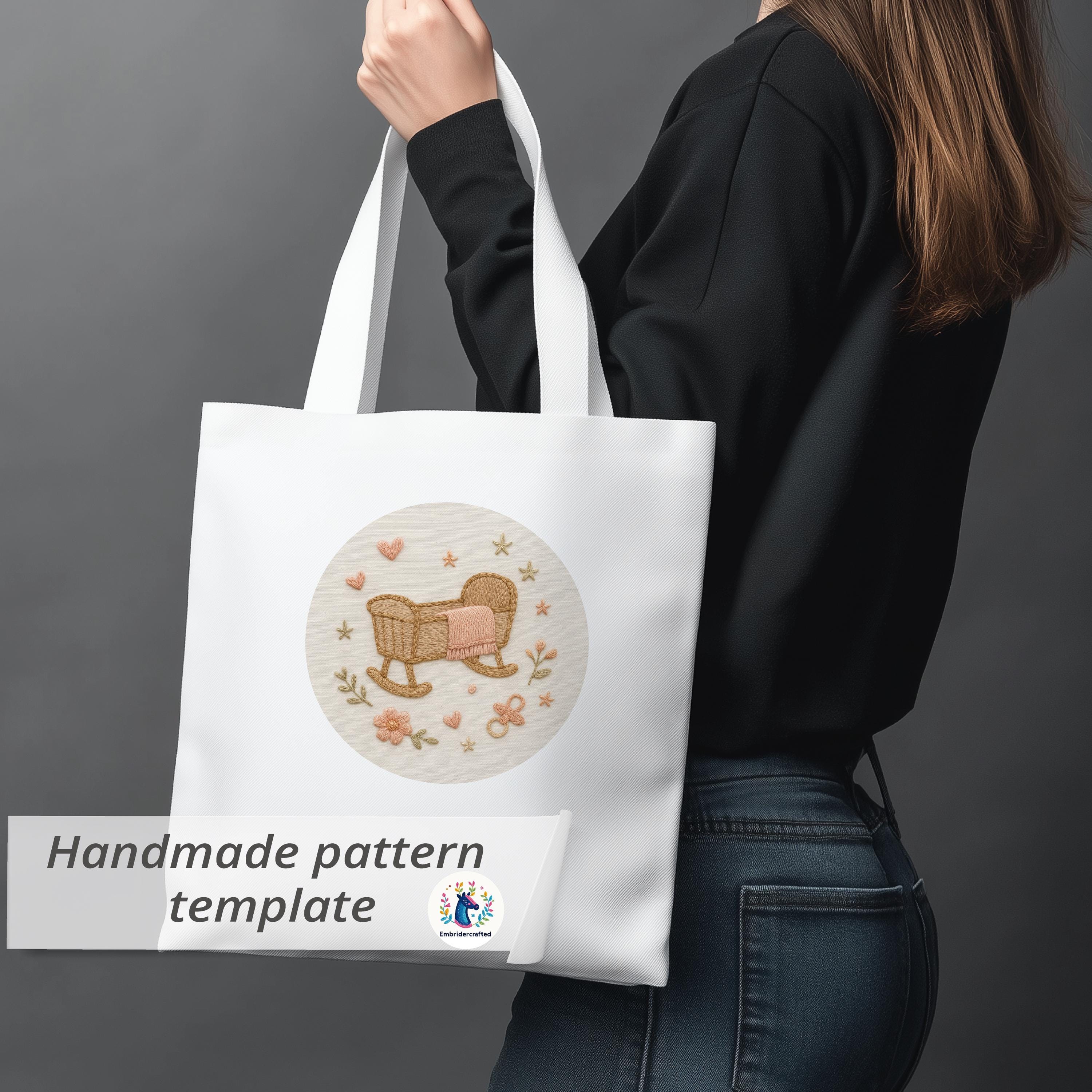 Baby Cradle Hand Embroidery Pattern Design: File for Nursery Decor DIY ...