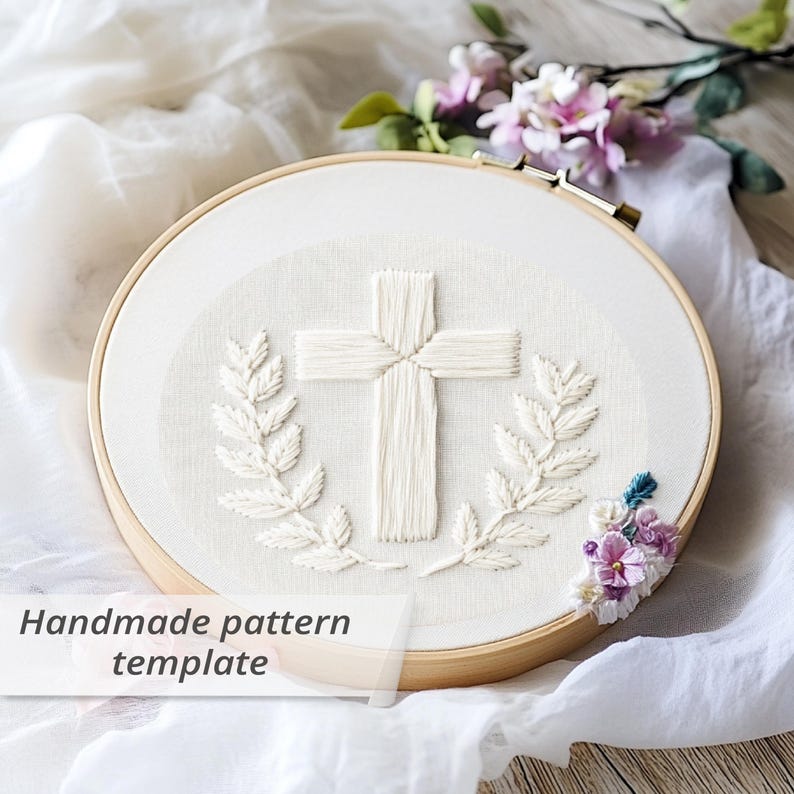 Filigree Pattern Christian Christian Cross Embroidery Pattern: Faith Laurel Wreath Design (PDF) - Etsy