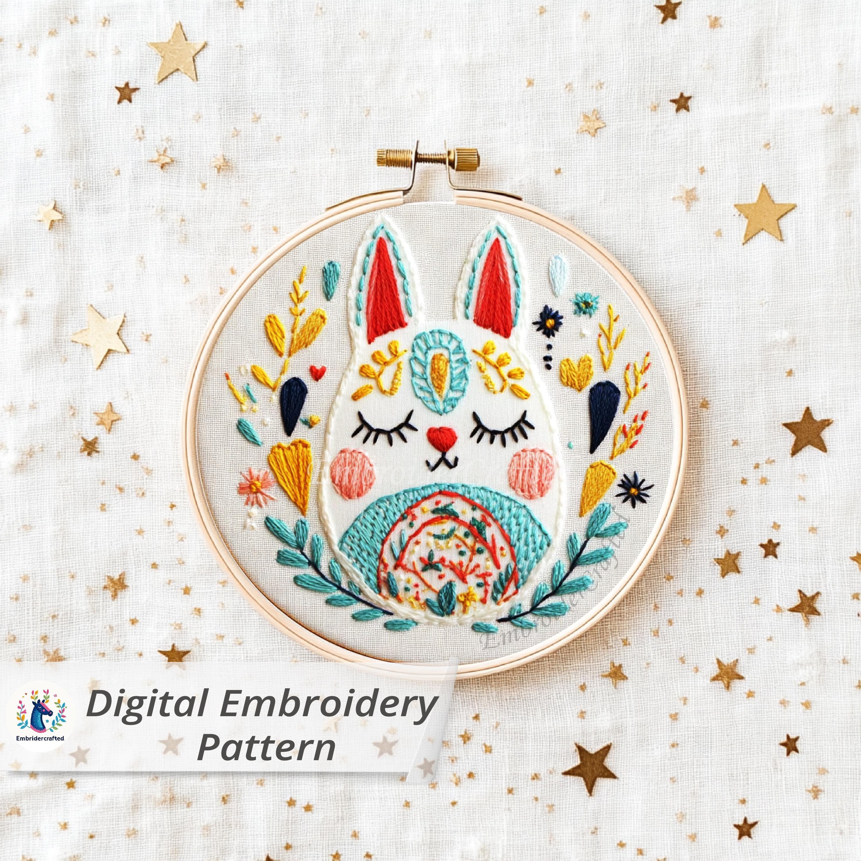 Easter Bunny Hand Embroidery Pattern – Bright Spring Design (PDF ...
