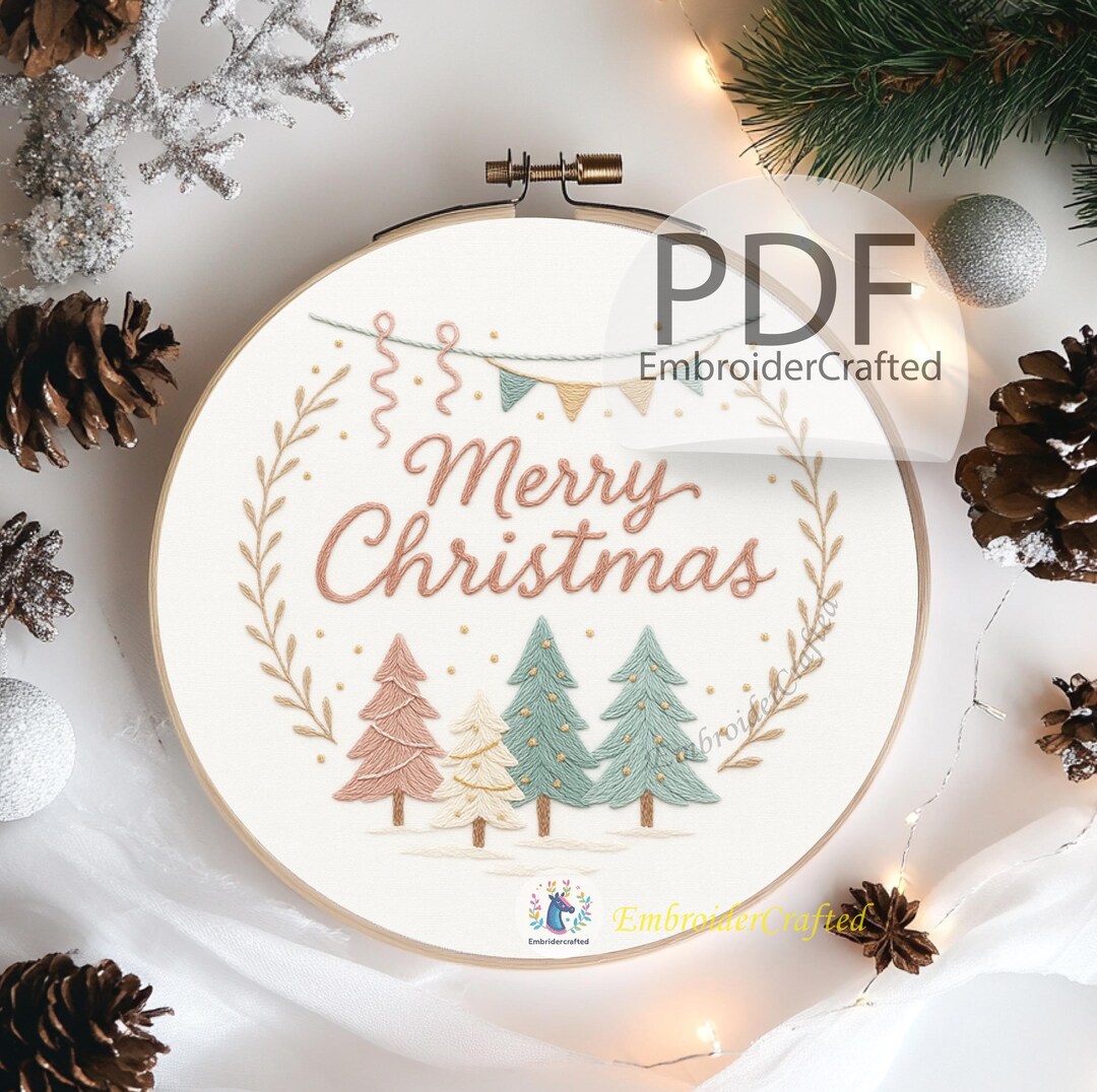 Christmas Trees Embroidery Designs Template – Festive DIY Pattern ...