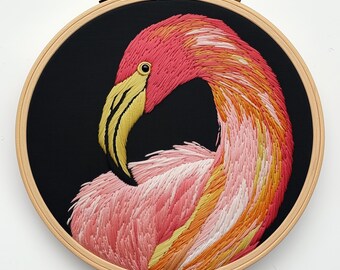 Flamingo Embroidery Pattern: Modern Tropical Bird Hoop Art (PDF)