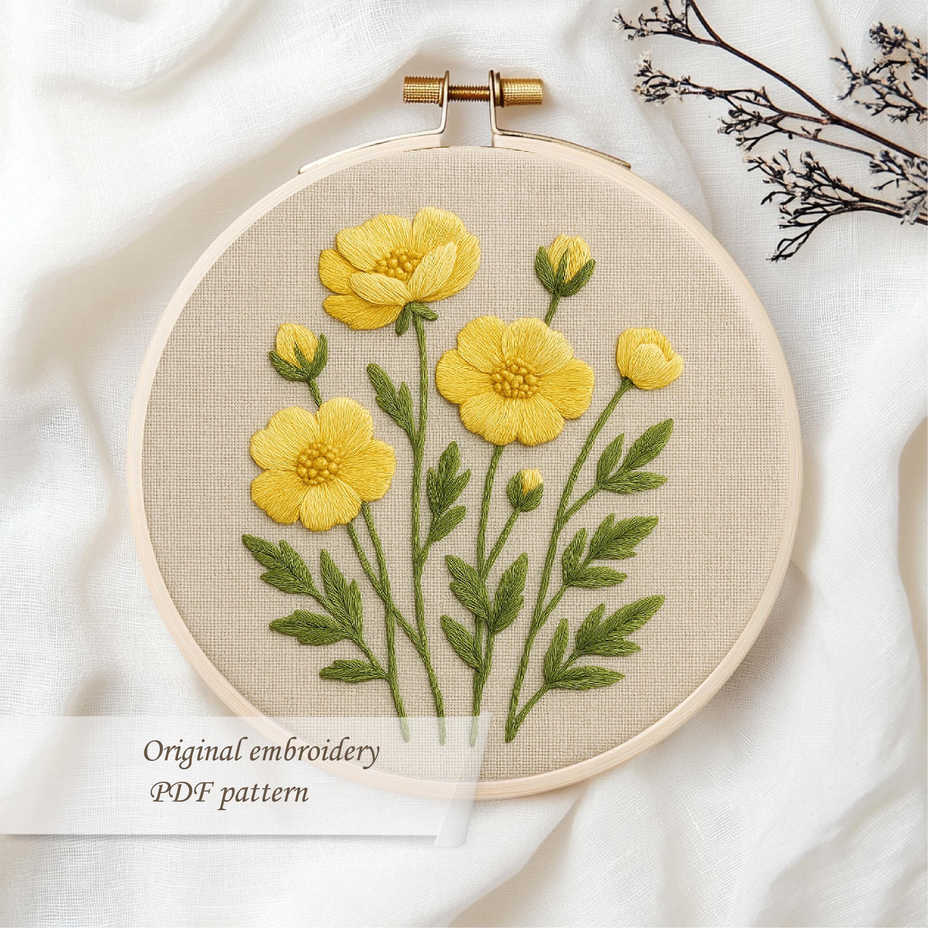 Wildflower Hand Embroidery Patterns Bundle – 14 Floral Hoop Art Designs ...