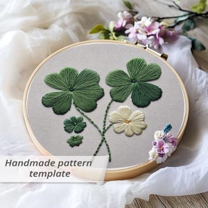 Four Leaf Clover Hand Embroidery Pattern: Beginner-Friendly Lucky Charm (Digital PDF)