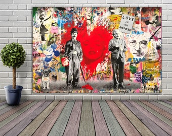 Quadri Bansky Stampa Su Tela 3 Wise Monkey Street Graffiti Art Quadro Banksy Quadro Moderno Soggiorno Decorazione Murale XXL Con Cornice 30x50cm