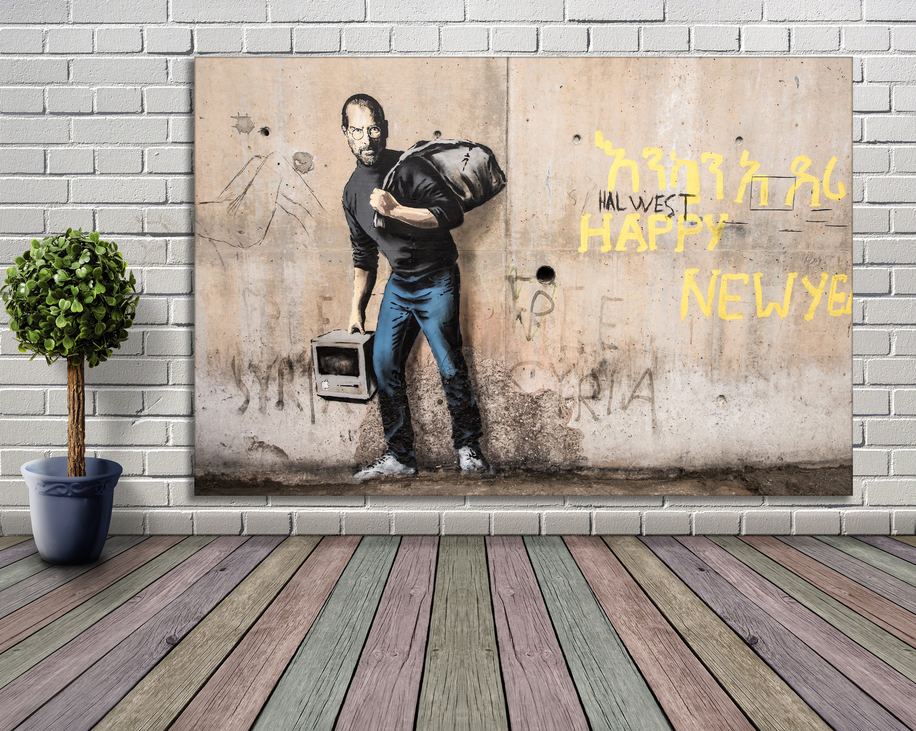 Graffiti partisan artist Steve Jobs wall street graffiti Etsy