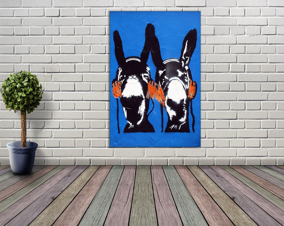 Graffiti piece of donkeys with headphones Graffiti wall art Etsy