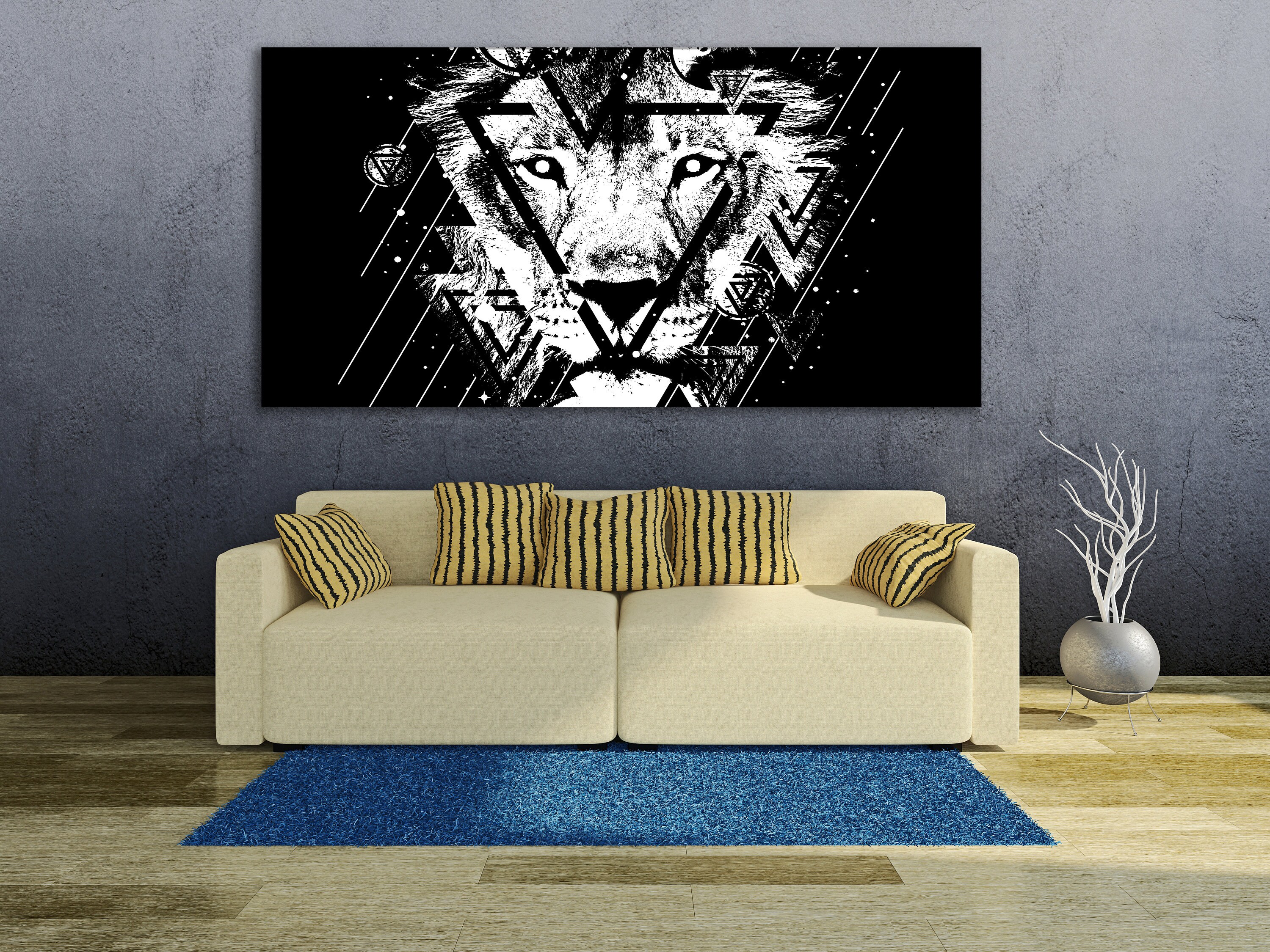 Black & white Lion Wall Art Lion Animal wall art decor | Etsy