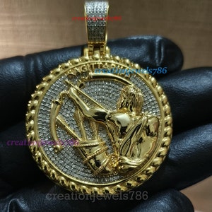 Sagittarius Archer Horoscope Zodiac Astrological Sign Charm Pendant with Moissanite Stone 14K Yellow Gold Plated in 925 Silver Ready To Ship