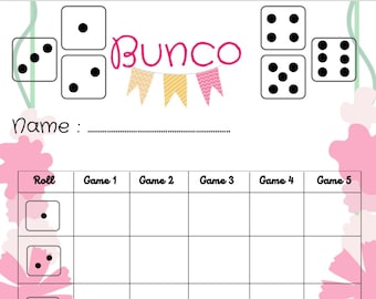 Summer bunco score card -  Bunco Scoresheet - Bunco Score pads - Printable file - PDF Download 8.5x11