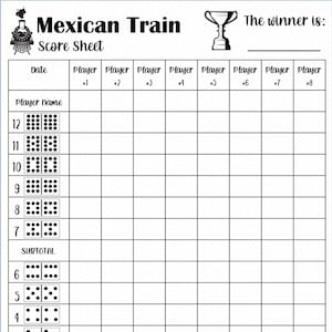 Mexicaanse treinscorekaart - Mexicaanse treinscoreblad - Mexicaanse treinscoreblokken - Afdrukbaar bestand - PDF Download 8,5x11