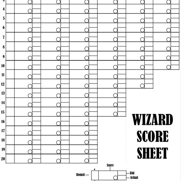 Wizard score sheets etsy canada