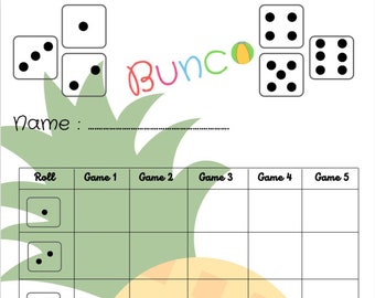 Summer bunco score card -  Bunco Scoresheet - Bunco Score pads - Printable file - PDF Download 8.5x11
