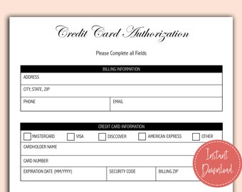Formulaire d'autorisation de carte de crédit : modèle PDF modifiable