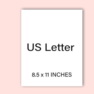 May include: A white sheet of paper with the text "US Letter 8.5 x 11 INCHES" printed on it.