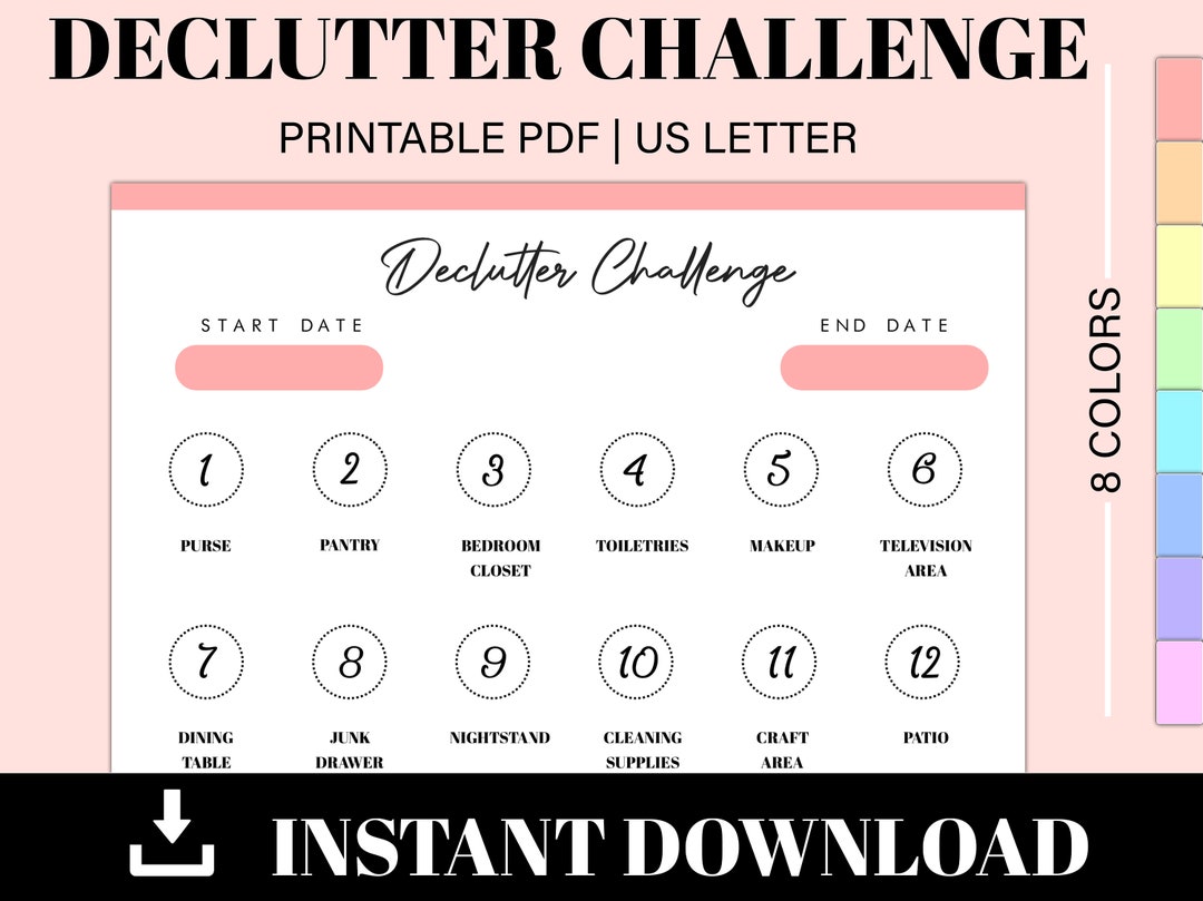 30 Day Declutter Challenge | Declutter Challenge Tracker | Declutter ...