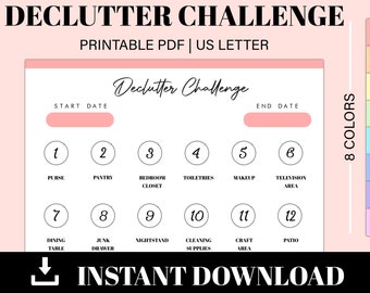 30 Day Declutter Challenge | Declutter Challenge Tracker | Declutter Planner | Declutter Checklist | Instant Download | US Letter