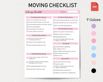 Moving Checklist: Comprehensive Move Planner (Instant Download PDF)