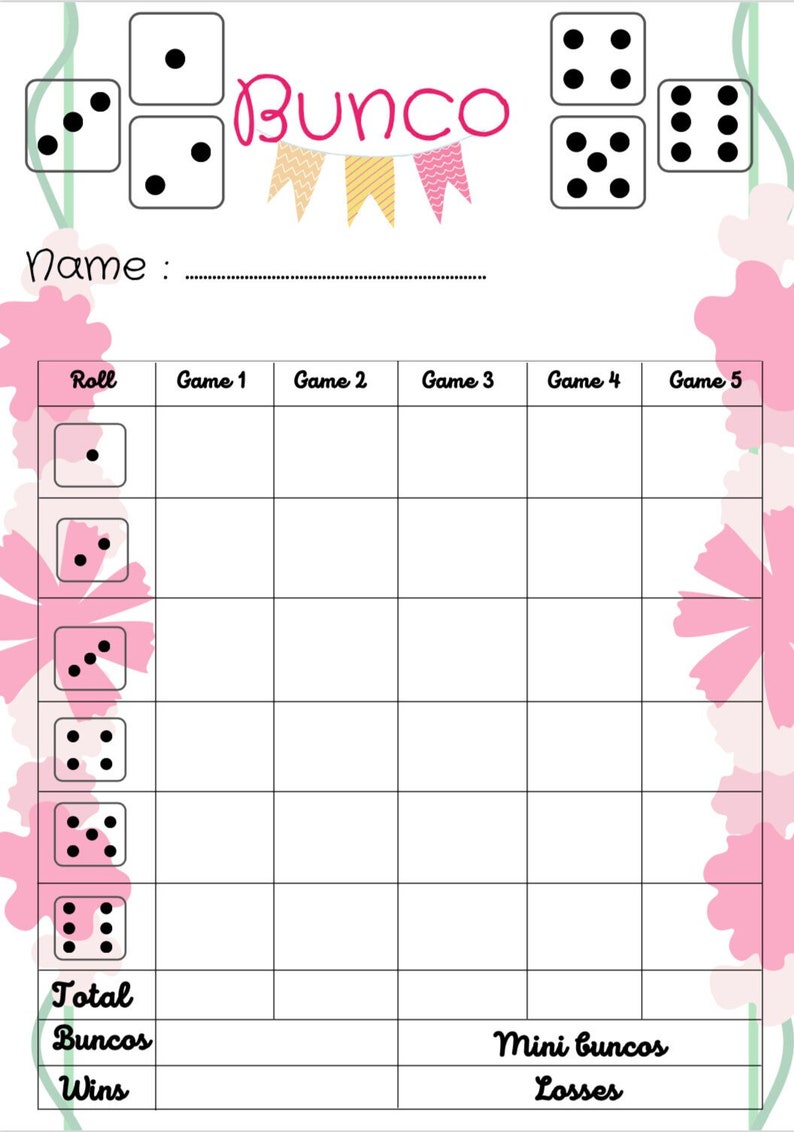 Summer Bunco Score Card - Bunco Scoresheet - Bunco Score Pads ...