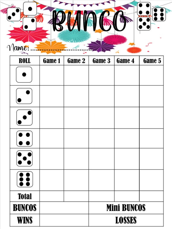 Bunco Score Cards Free Printable Pdf