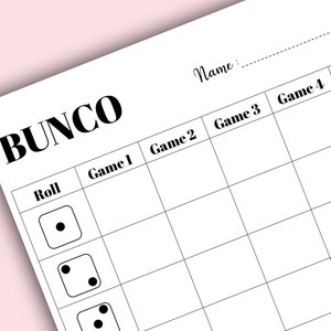 Bunco Score Card Printable (8.5x11 PDF Download)