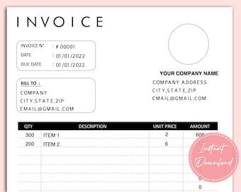 Editable Invoice Template | Printable Invoice Template | Business Invoice | Custom Invoice | Invoice Form |PDF Instant Download | A4
