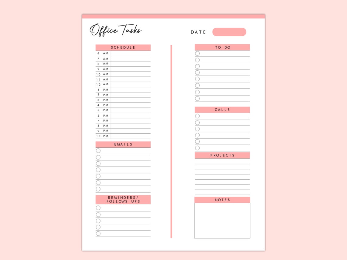 Office Tracker Design Office Task Tracker Printable | Work Planner | Office Organizer | Work ...