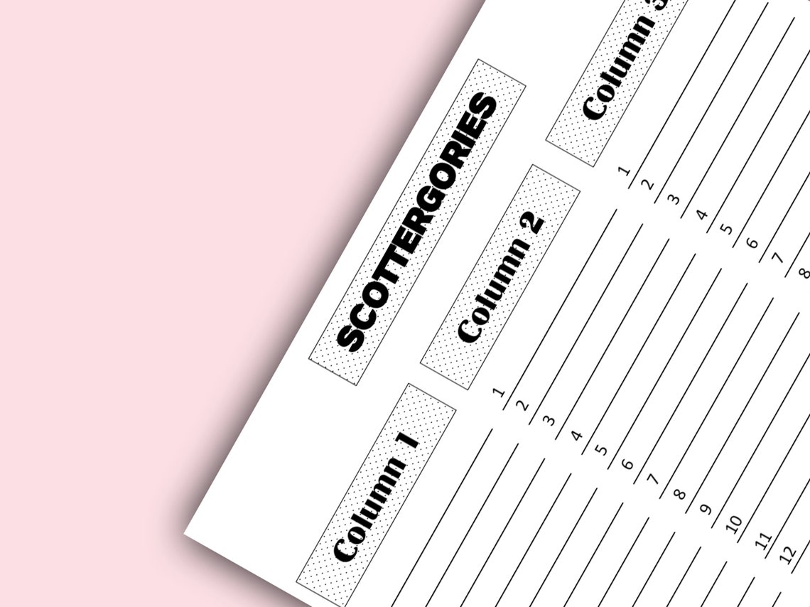 Scattergories Score Card - Scattergories Scoresheet - Scattergories ...