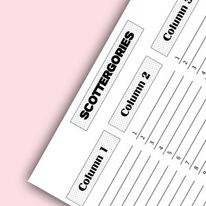 Scheda punteggio Scattergories - Schede segnapunti Scattergories - Tamponi segnapunti Scattergories - File stampabile - Download PDF 8.5x11
