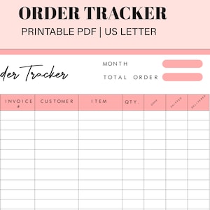 Order Form Tracker | order form Order | Tracker Printable | Small Business Planner | order tracker form template  | PDF Instant Download