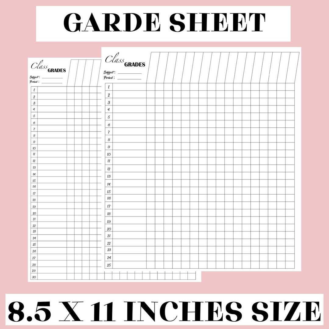 Grade Sheet, Grade Book, Grade Tracker, Teacher Gradebook, ( 5 Class ...