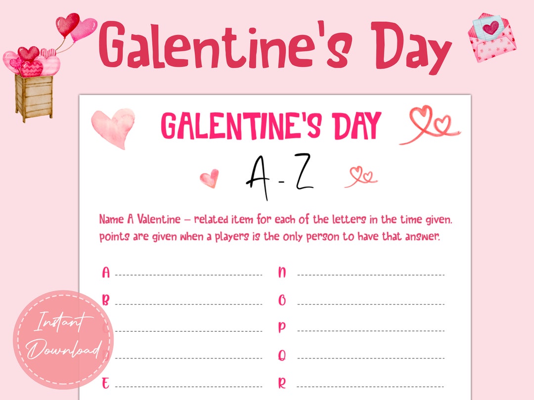 Galentine's Day A-Z Game Galentine Printable Game Fun Galentine's Day ...