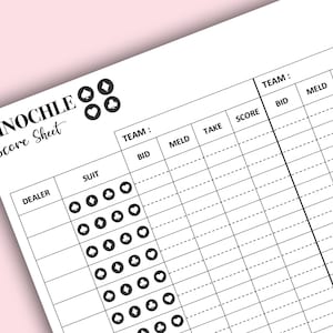 Pinochle Score Sheet: Printable Scorecard (PDF Download)