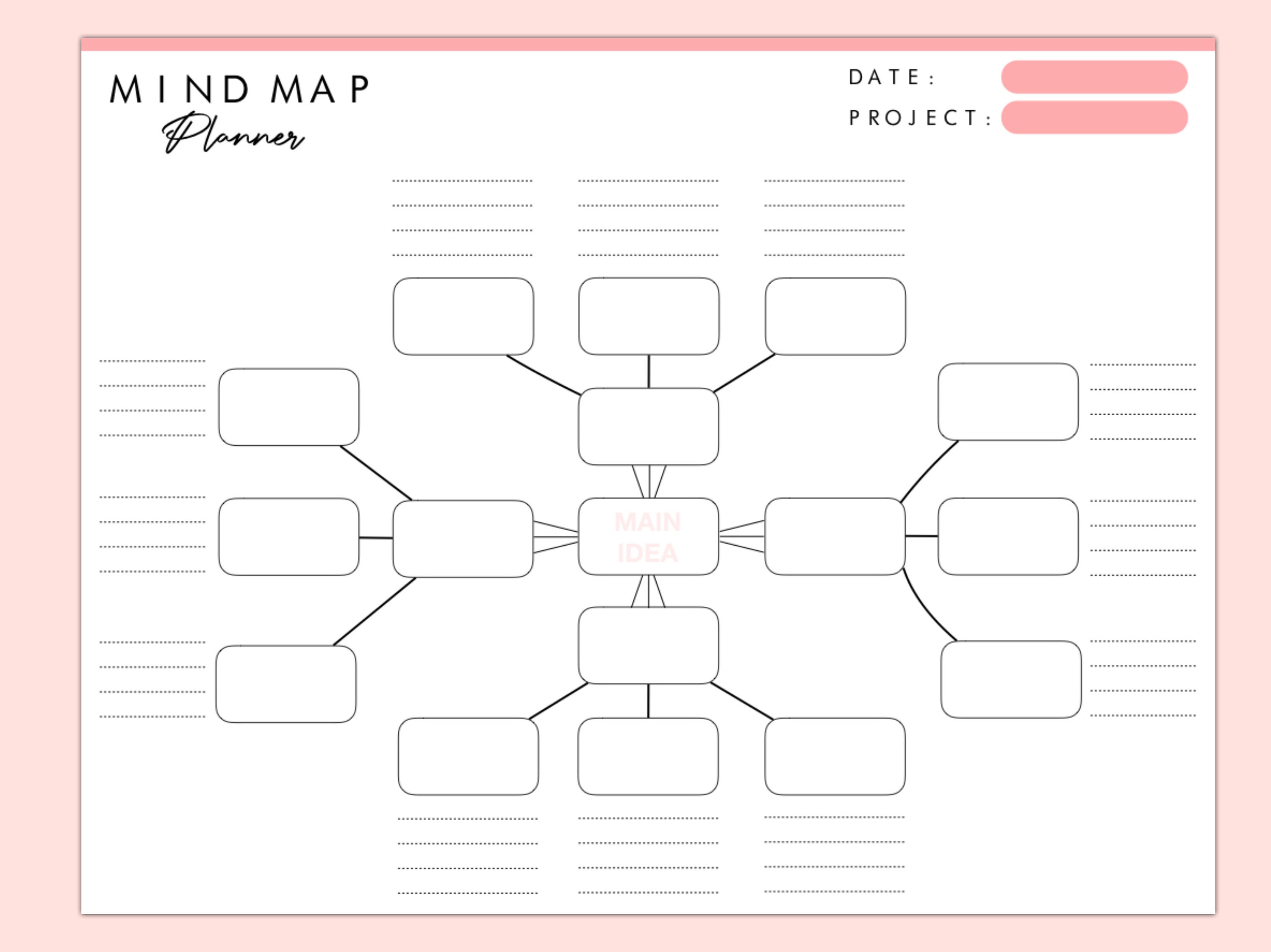 Printable Mind Map Planner | Idea Board | Mind Map Template | Brainstorm  Map | Action Plan | Mind Map Diagram | Idea Map | Instant Download