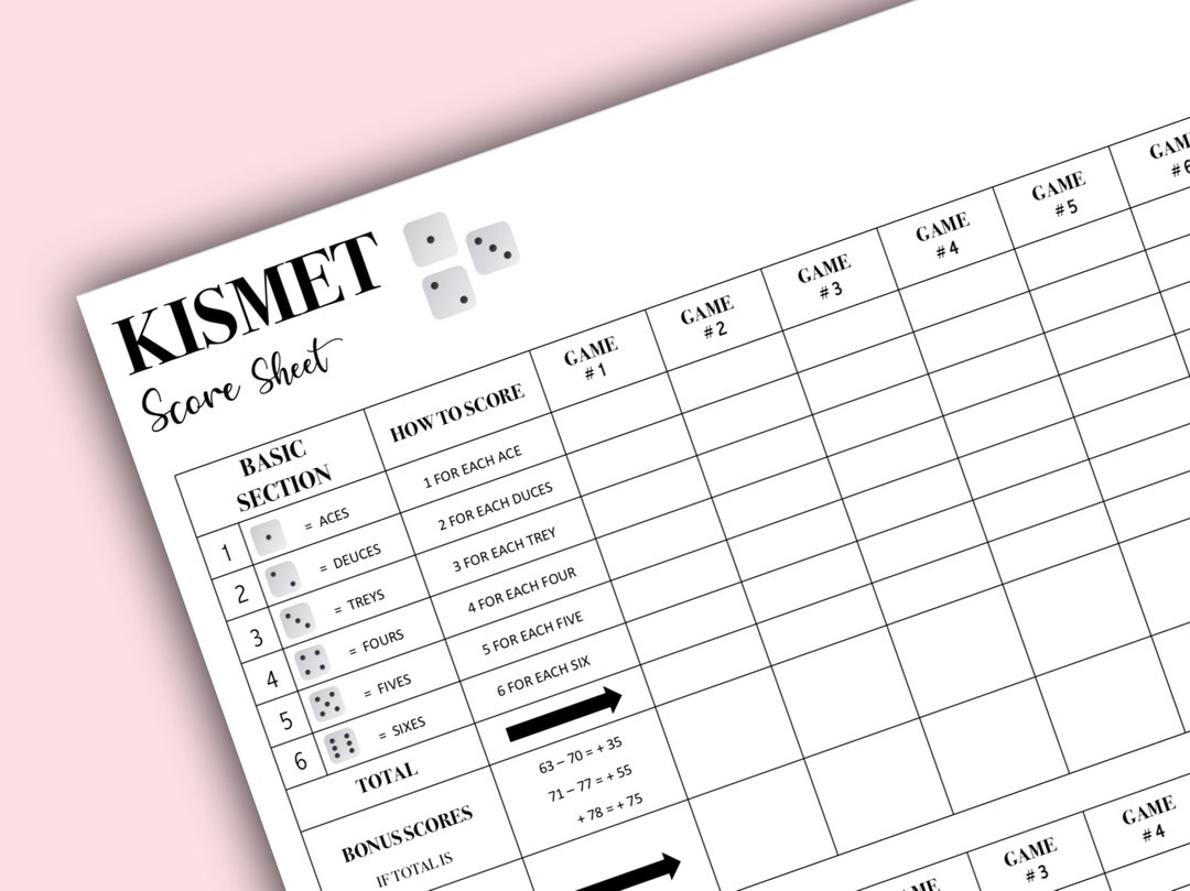 Kismet Score Card Kismet Scoresheet Kismet Score Pads Printable File