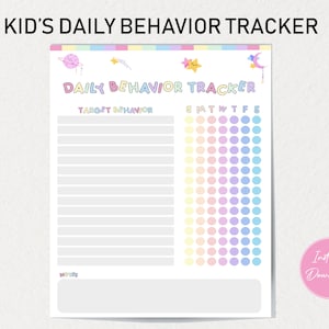 Tabla interactiva de comportamiento y tareas de los niños: rastreador imprimible de buenos hábitos, hogar y aula / comportamiento diario de los niños / comportamiento de los niños
