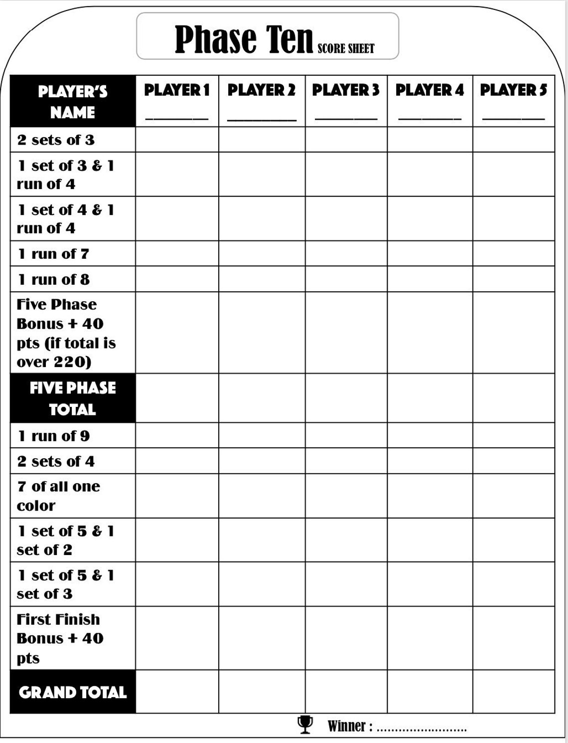 phase-ten-score-card-phase-ten-scoresheet-phase-ten-score-pads