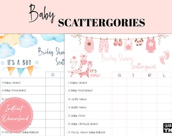 Baby Shower Scattergories Game | Funny Baby Shower Games | Baby Shower Activity | PDF Instant Download