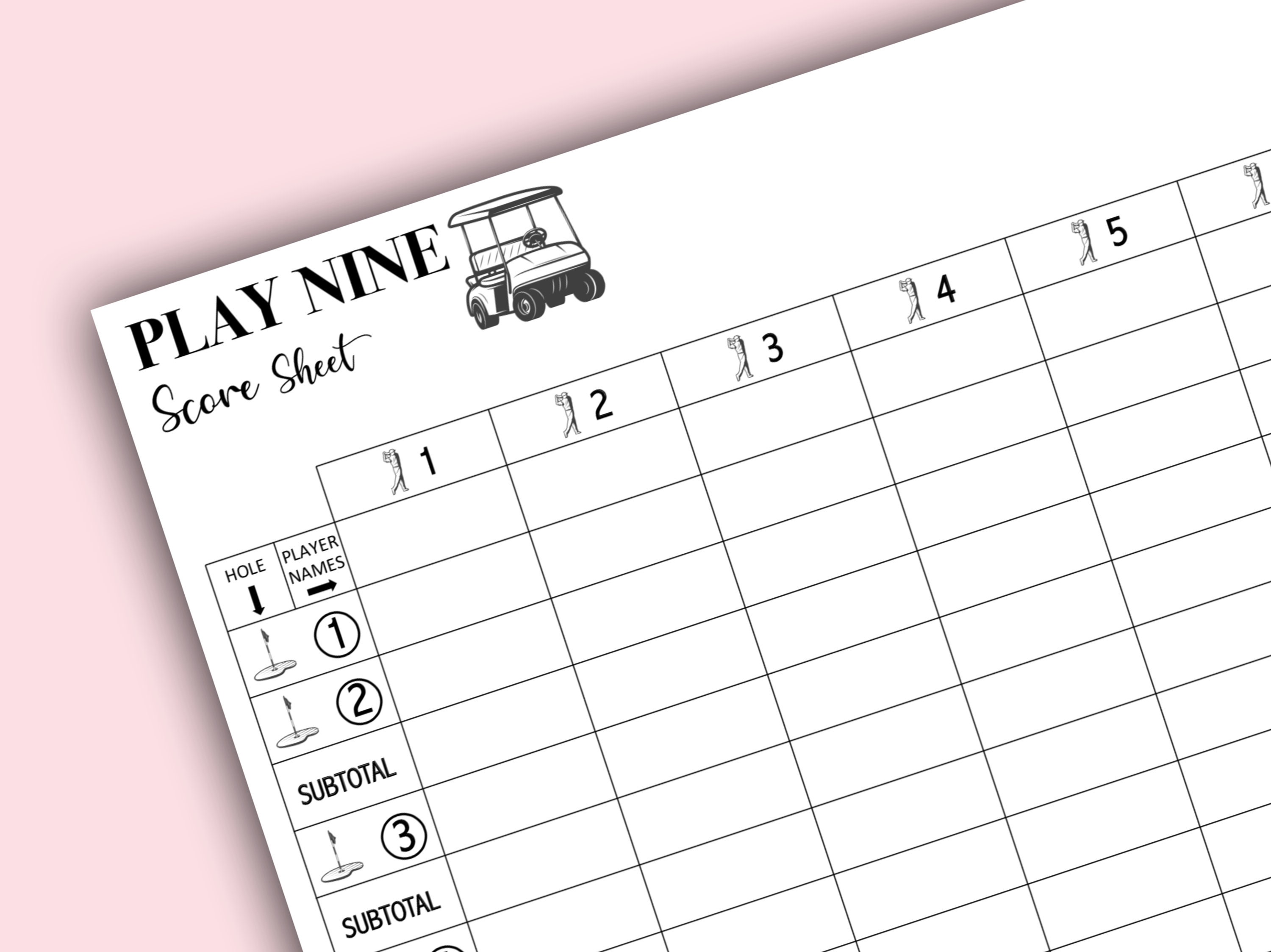 Play Nine Score Sheets Play Nine Score Cards Printable Play Nine Score Pads  Printable File PDF Download 8.5x11 