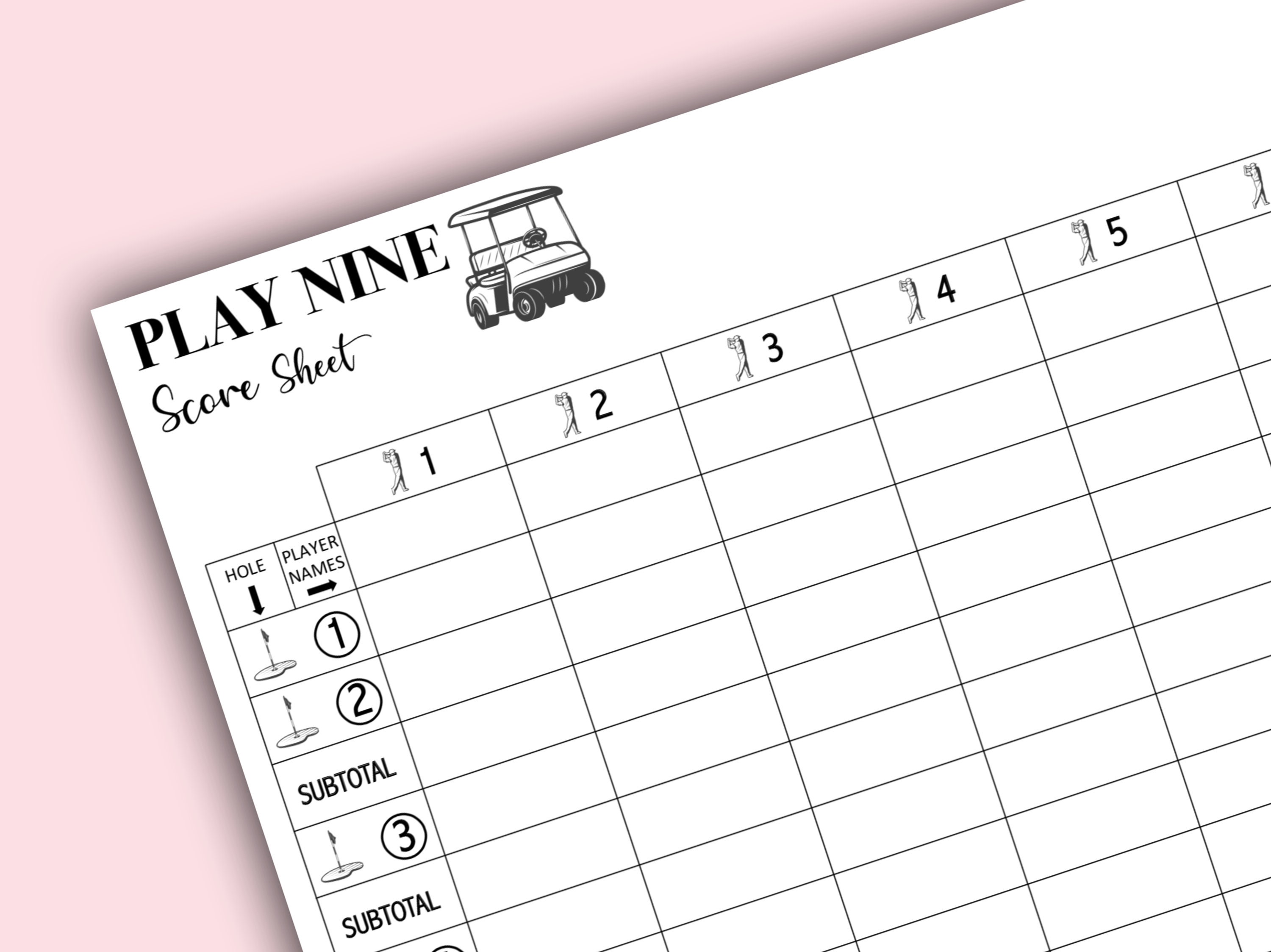 Play Nine Score Sheets - Play Nine Score Cards Printable - Play Nine Score  pads - Printable file - PDF Download 8.5x11