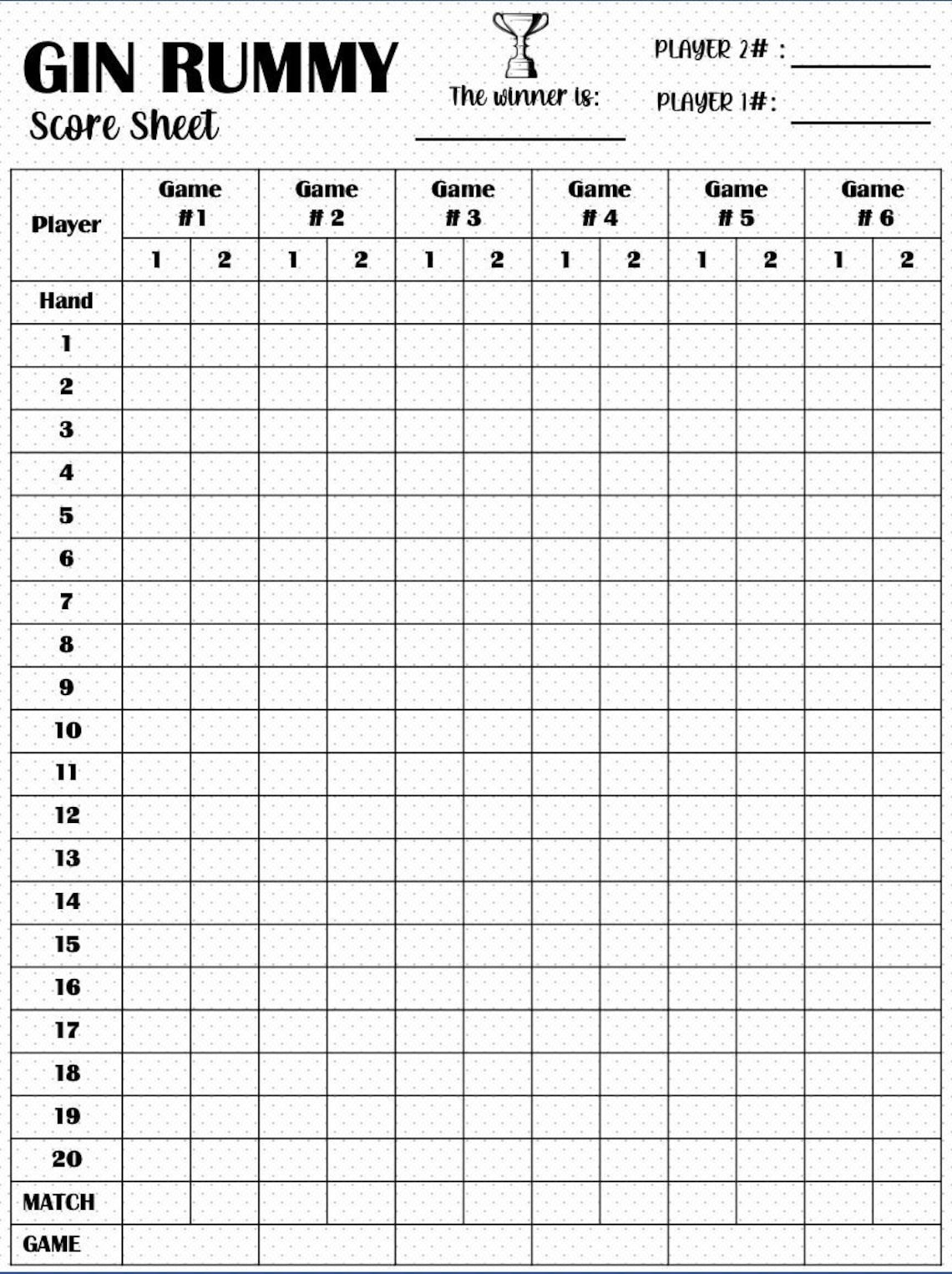 Gin Rummy Score Card Gin Rummy Scoresheet Gin Rummy Score Pads Gin Rummy Score Card Gin Rummy Scoresheet Gin Rummy Score Pads