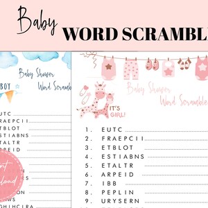 Baby Shower Word Scramble Game (PDF Instant Download)