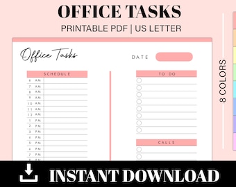 Office Task Tracker Printable | Work Planner | Office Organizer | Work To Do List | Work Checklist | Instant Download | US Letter