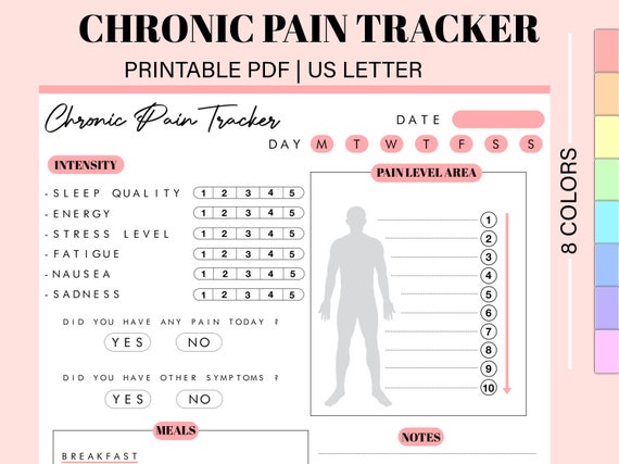 Pain Tracker Chronic Pain Tracker Fibromyalgia Journal Etsy