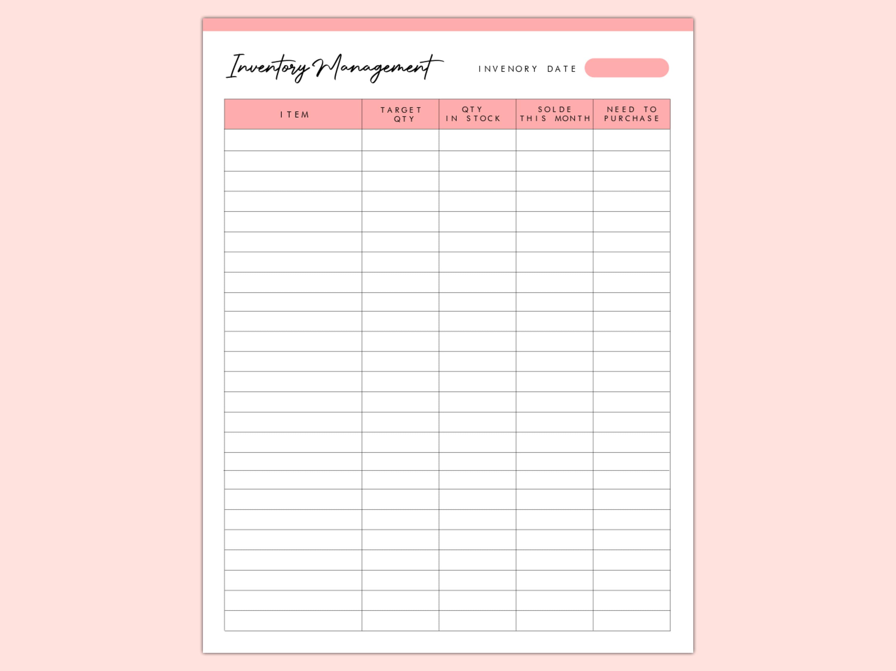 Inventory Management Printable | Small Business Inventory | Inventory ...