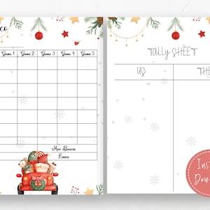Christmas Bunco Score Card: Printable Party Game (PDF Download)