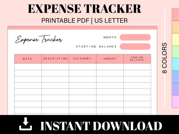 Printable Expense Tracker Expense Tracking Budget Planner | Etsy