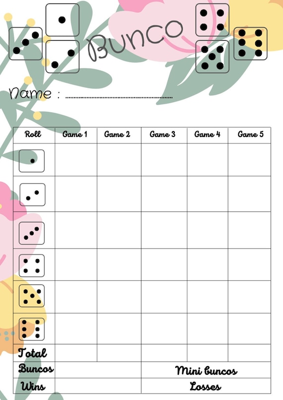 Floral Bunco Score Card Bunco Scoresheet Bunco Score Pads - Etsy Australia