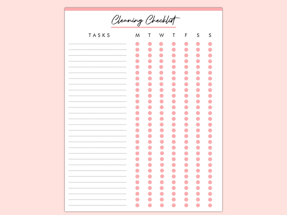Printable Cleaning Task Tracker | Home Cleaning Checklist | Cleaning ...